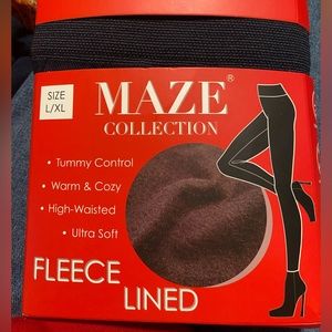 MAZE Collection, Fleece Lined Legging; Denim Blue,Size L/XL